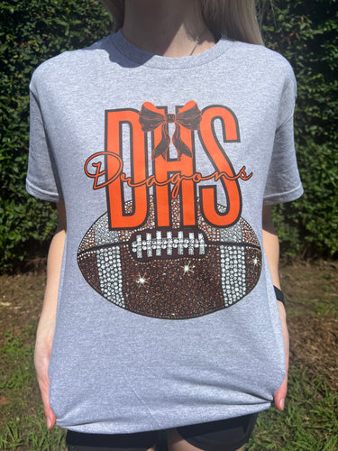 Custom Bling Football Spirit T-Shirt